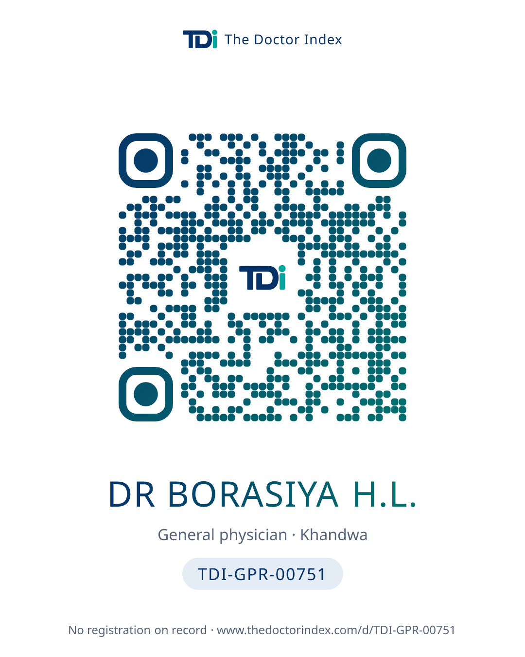 QR card for Dr Borasiya H.L., TDI-GPR-00751