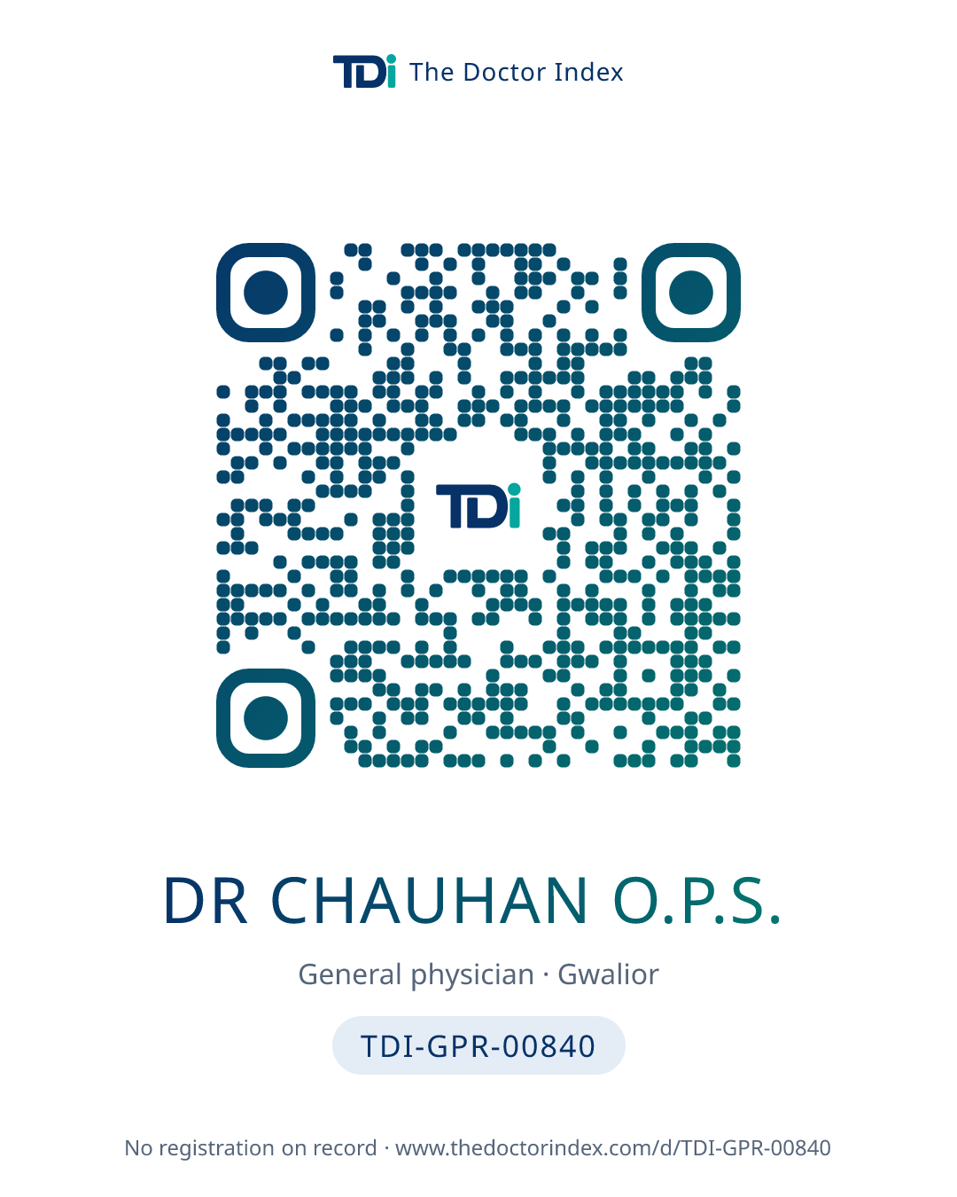 QR card for Dr Chauhan O.P.S., TDI-GPR-00840
