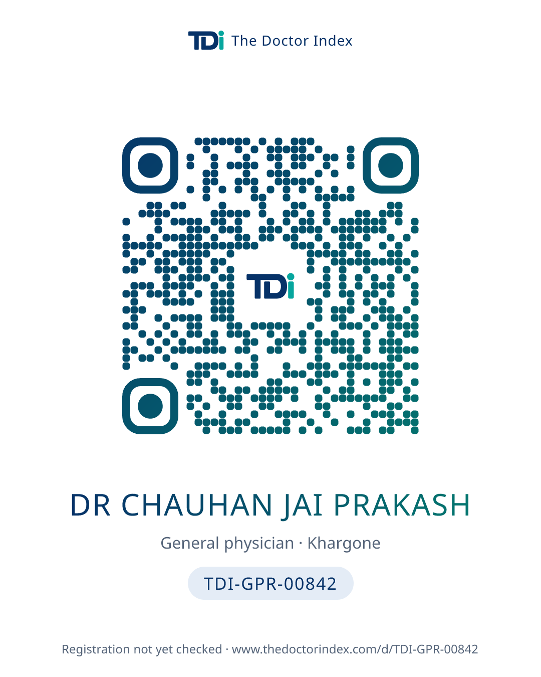 QR card for Dr Chauhan Jai Prakash, TDI-GPR-00842