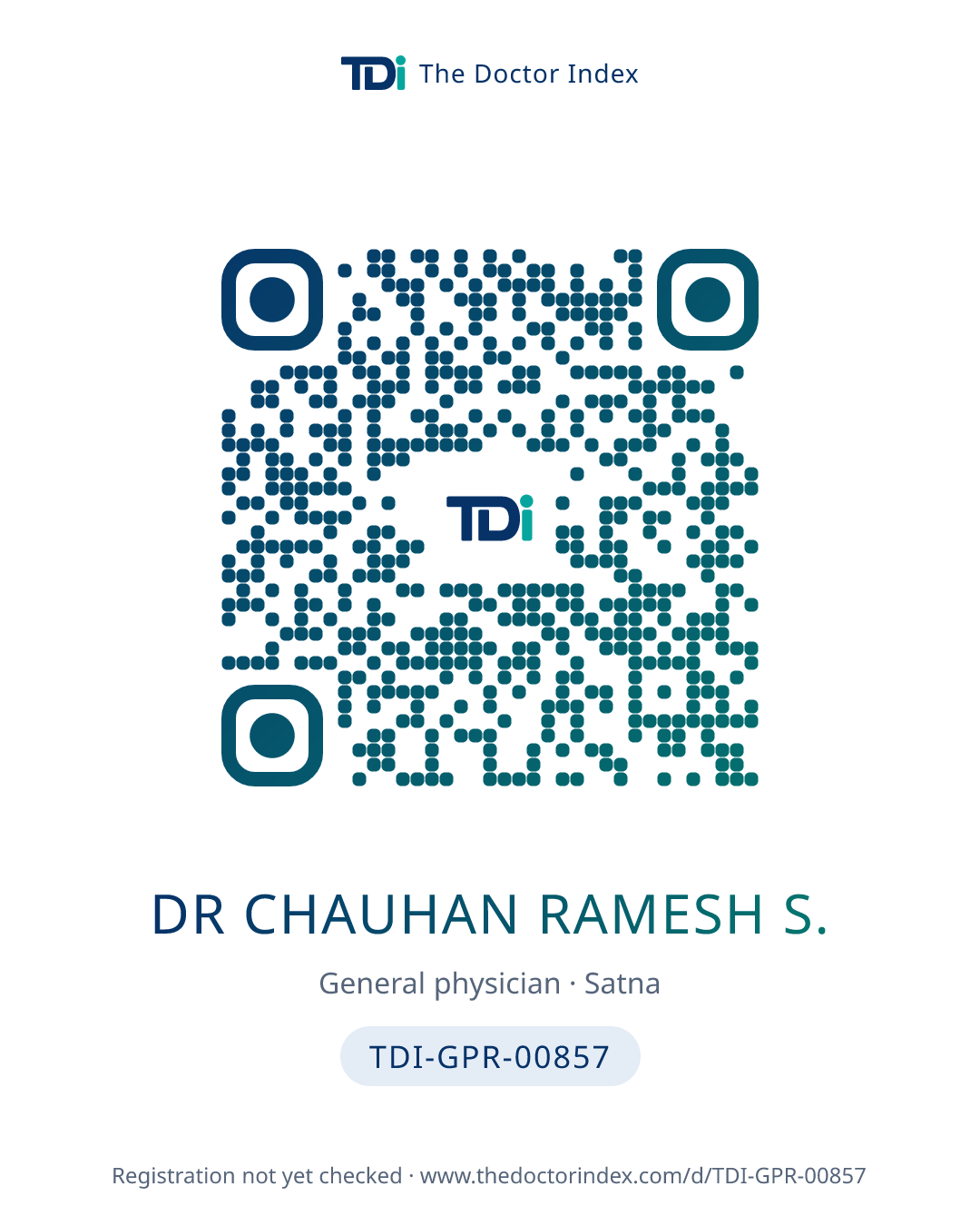 QR card for Dr Chauhan Ramesh S., TDI-GPR-00857