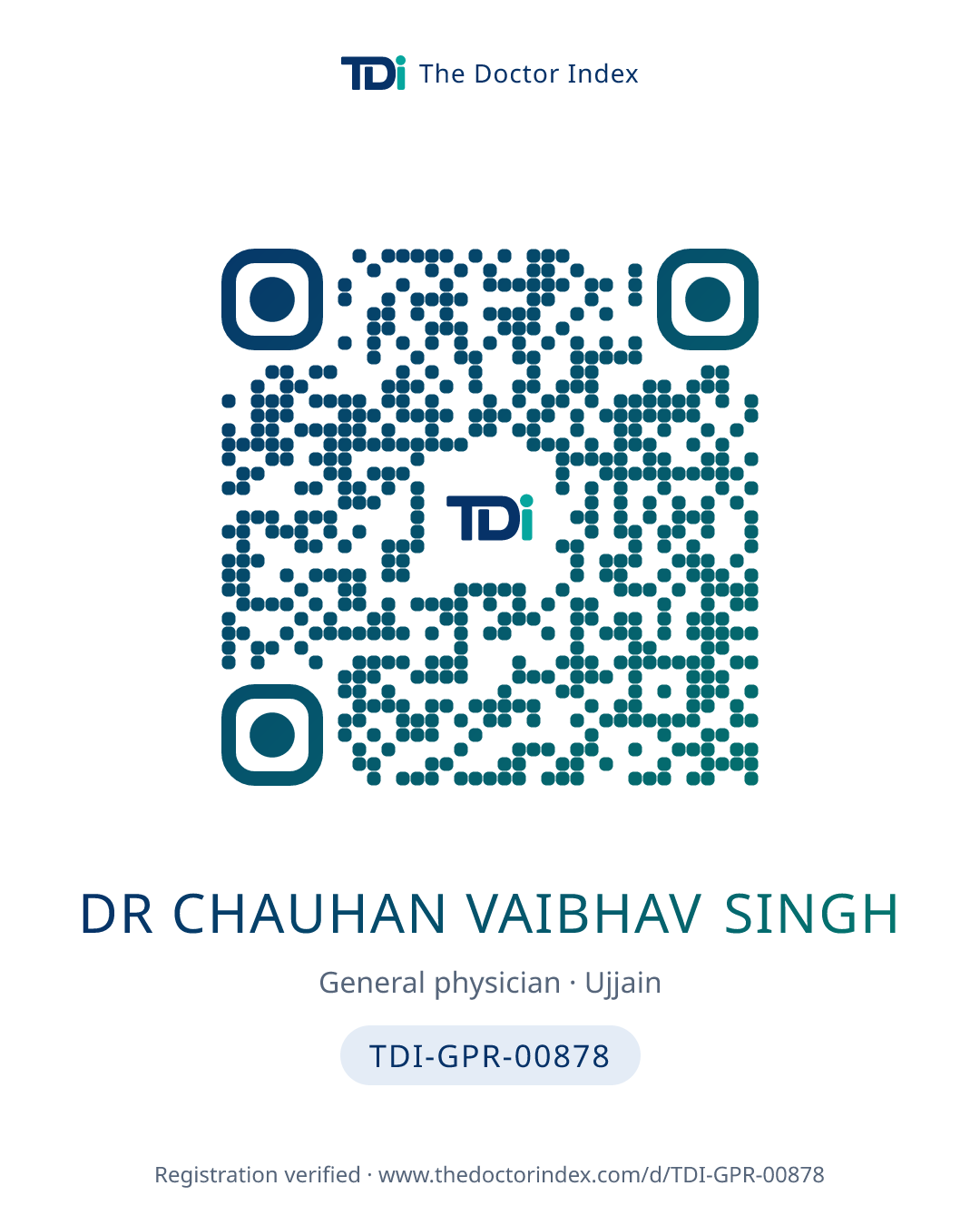 QR card for Dr Chauhan Vaibhav Singh, TDI-GPR-00878