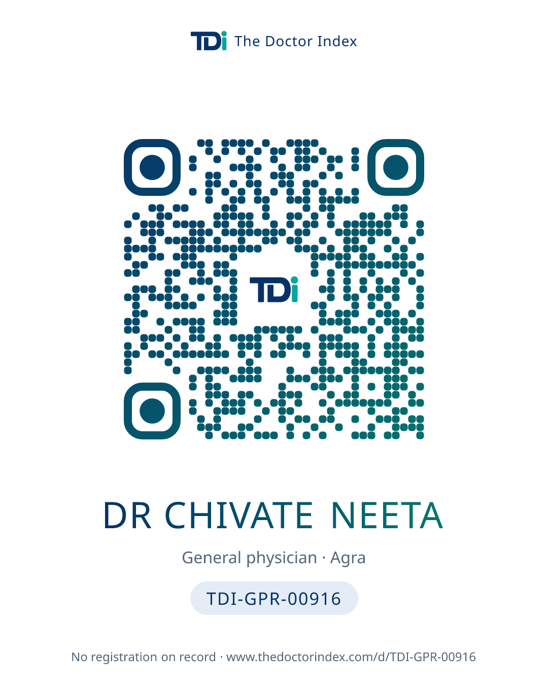 QR card for Dr Chivate Neeta, TDI-GPR-00916