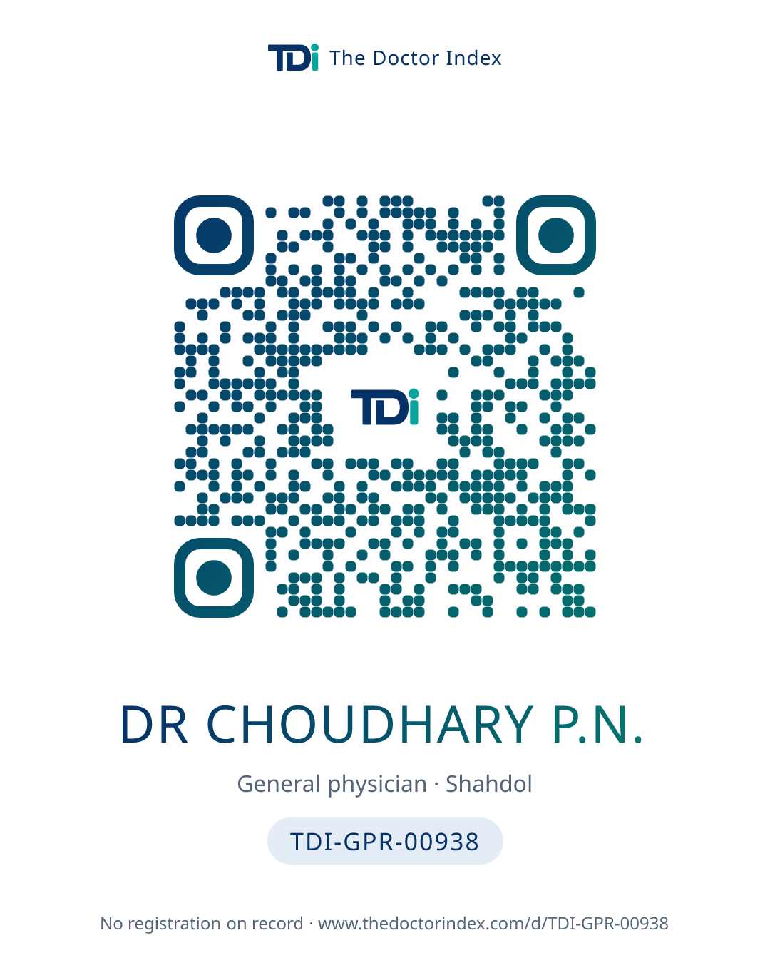 QR card for Dr Choudhary P.N., TDI-GPR-00938