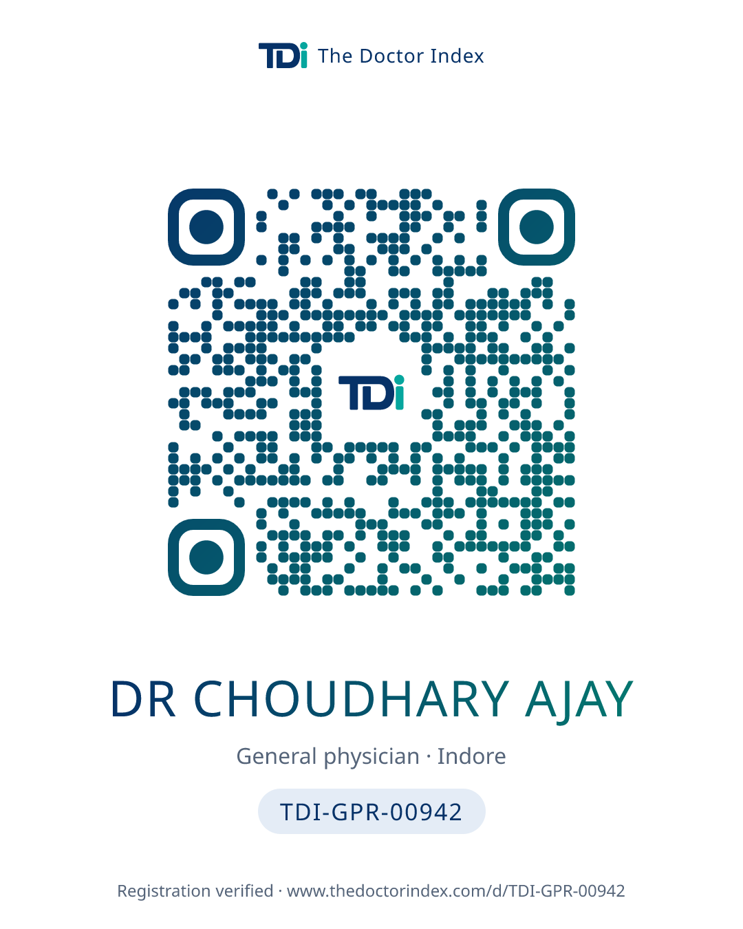 QR card for Dr Choudhary Ajay, TDI-GPR-00942