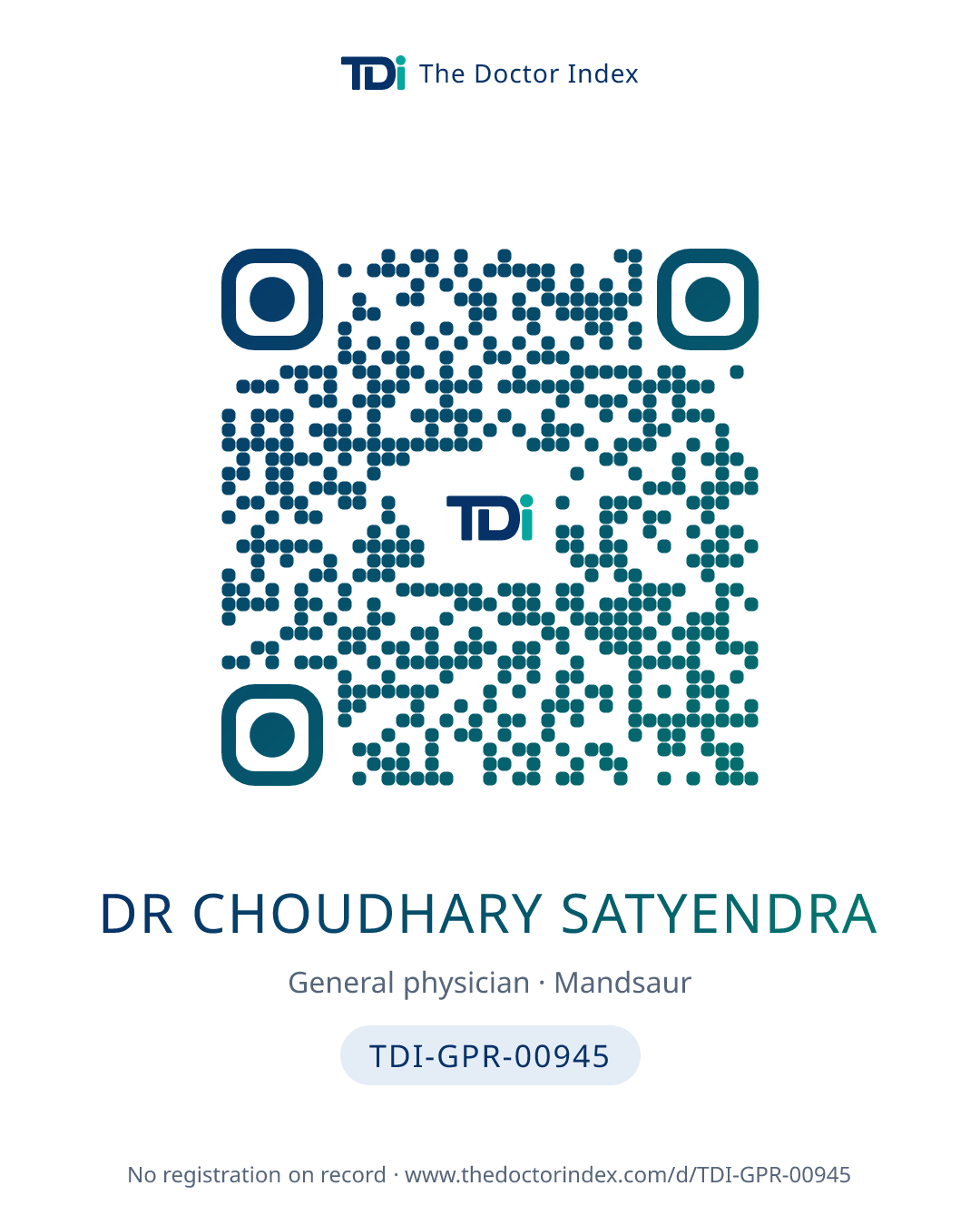 QR card for Dr Choudhary Satyendra, TDI-GPR-00945
