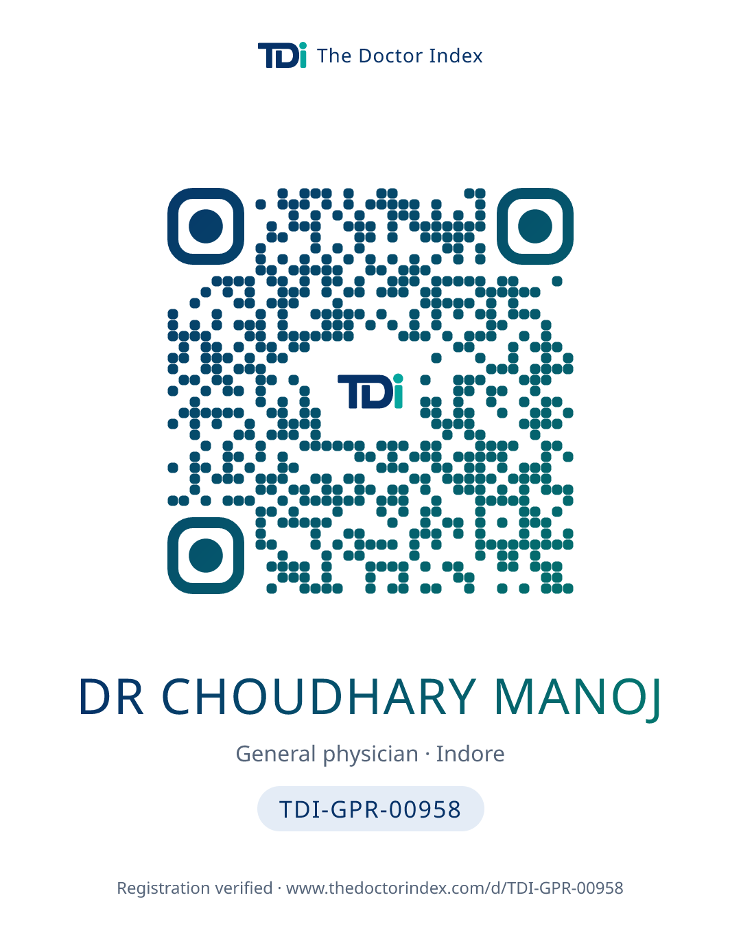 QR card for Dr Choudhary Manoj, TDI-GPR-00958
