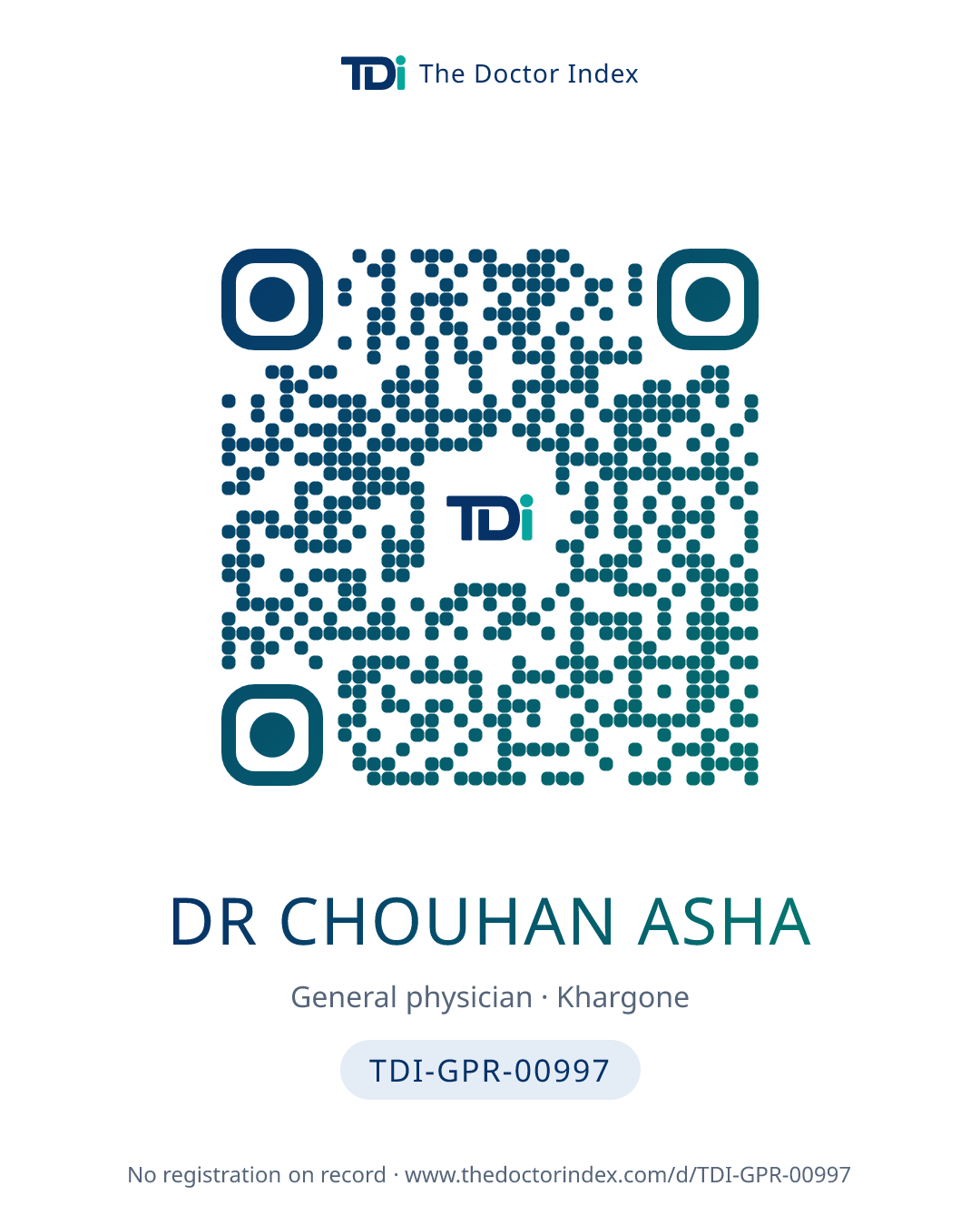 QR card for Dr Chouhan Asha, TDI-GPR-00997
