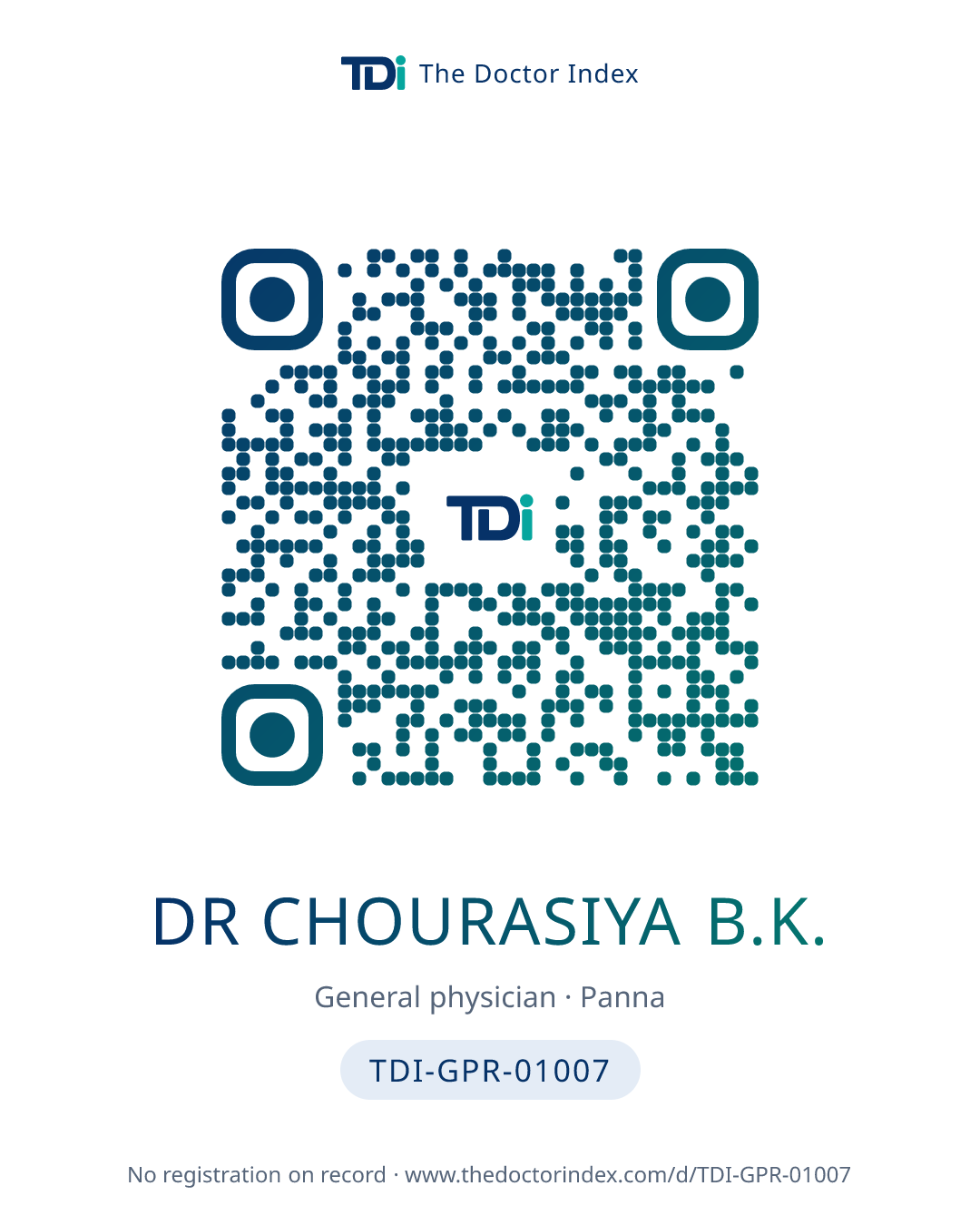 QR card for Dr Chourasiya B.K., TDI-GPR-01007