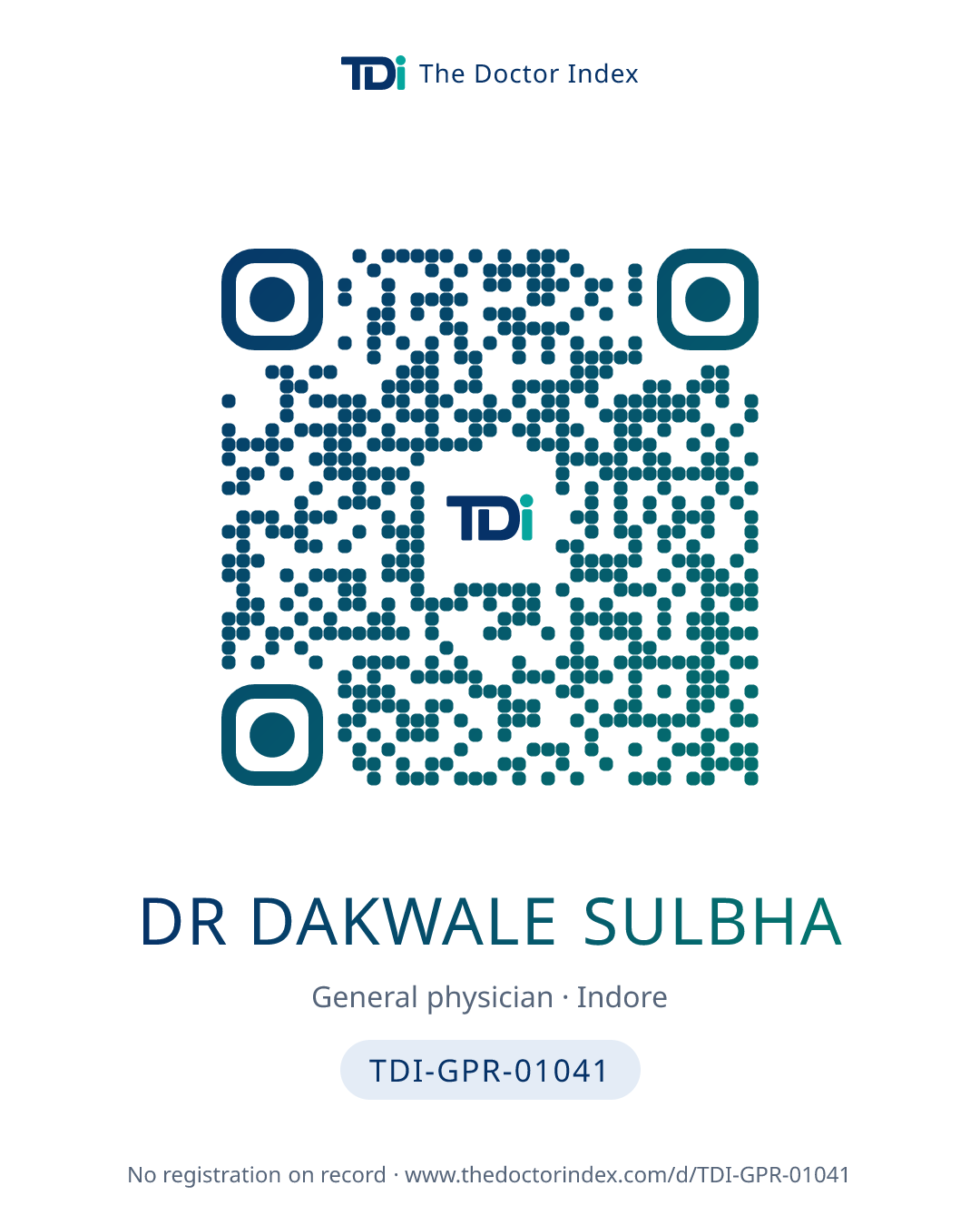 QR card for Dr Dakwale Sulbha, TDI-GPR-01041