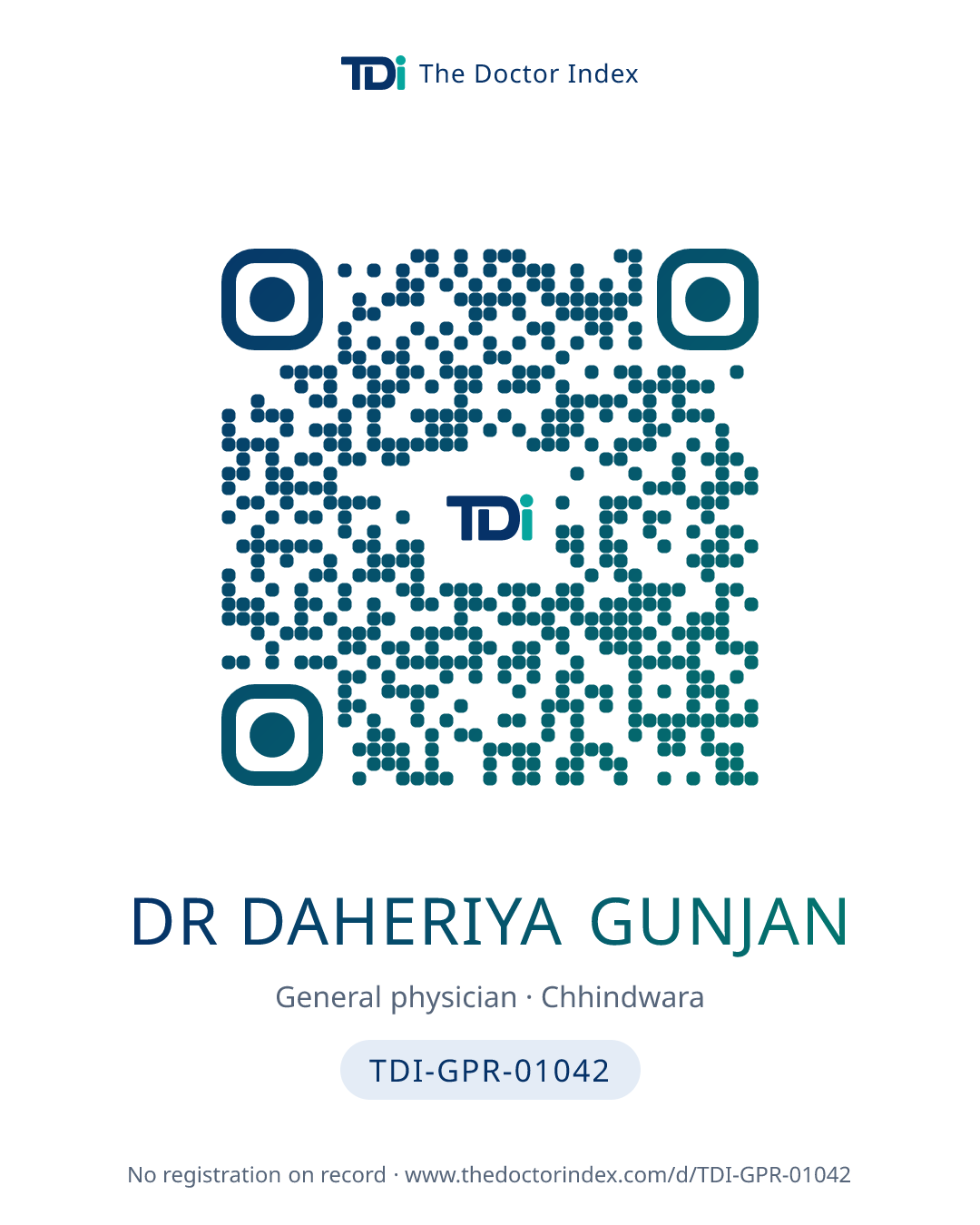 QR card for Dr Daheriya Gunjan, TDI-GPR-01042