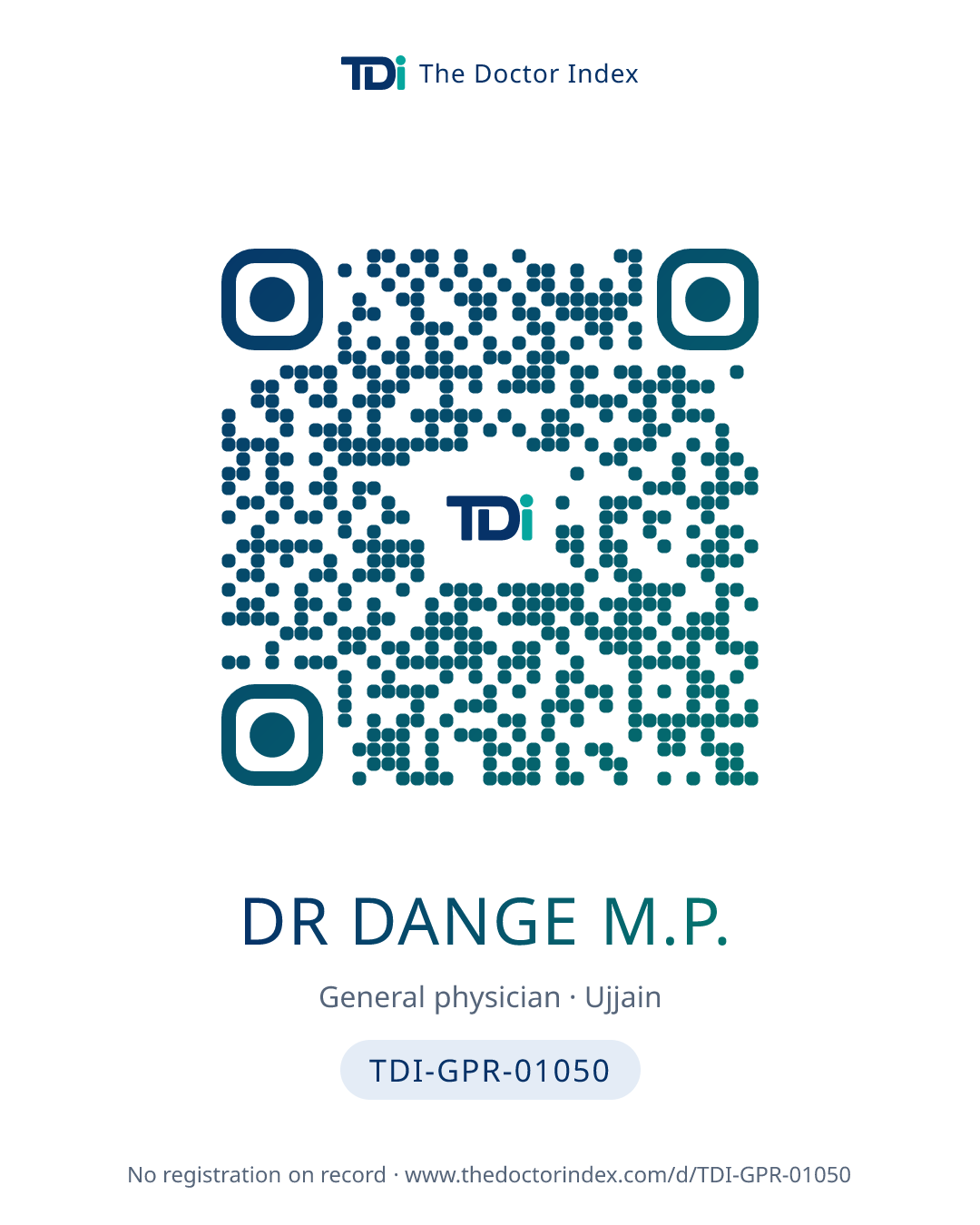 QR card for Dr Dange M.P., TDI-GPR-01050