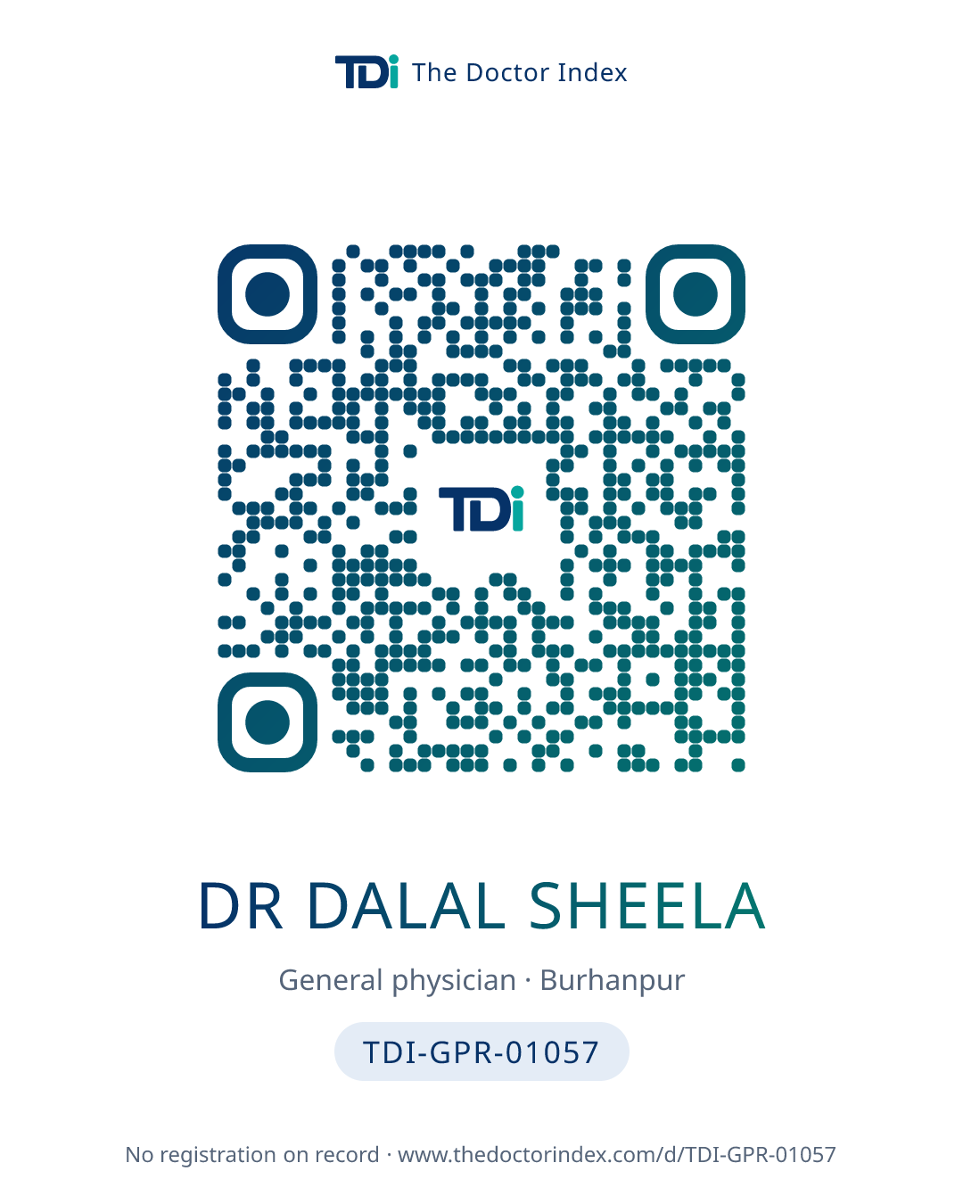 QR card for Dr Dalal Sheela, TDI-GPR-01057