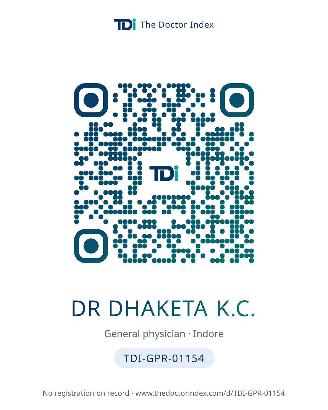 QR card for Dr Dhaketa K.C., TDI-GPR-01154