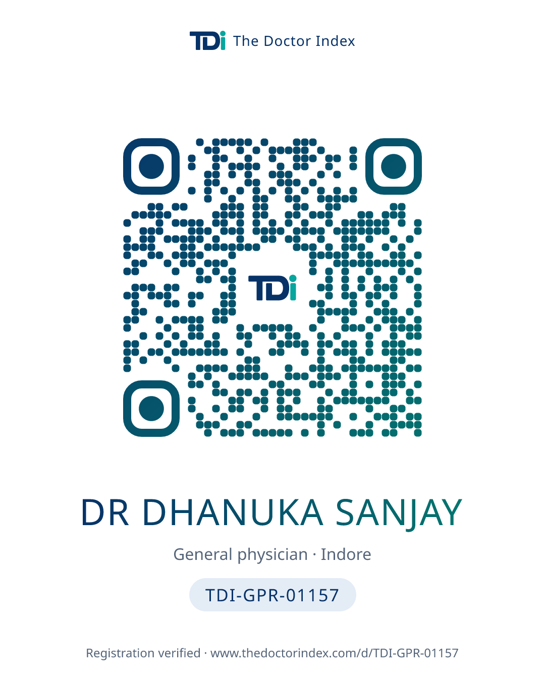 QR card for Dr Dhanuka Sanjay, TDI-GPR-01157