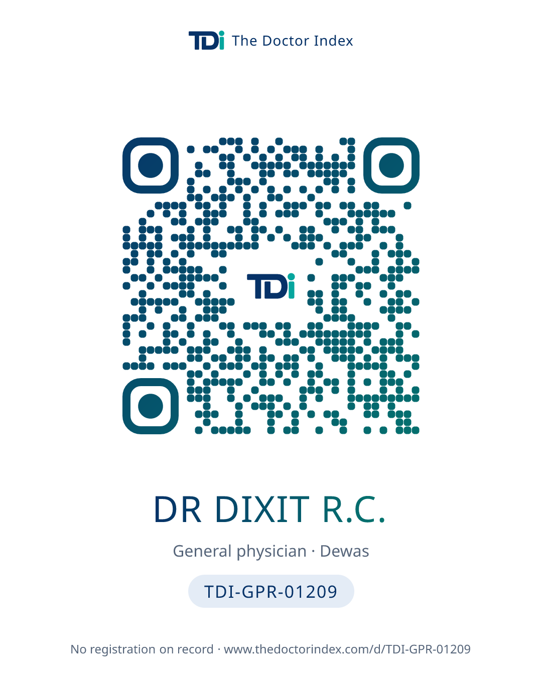 QR card for Dr Dixit R.C., TDI-GPR-01209