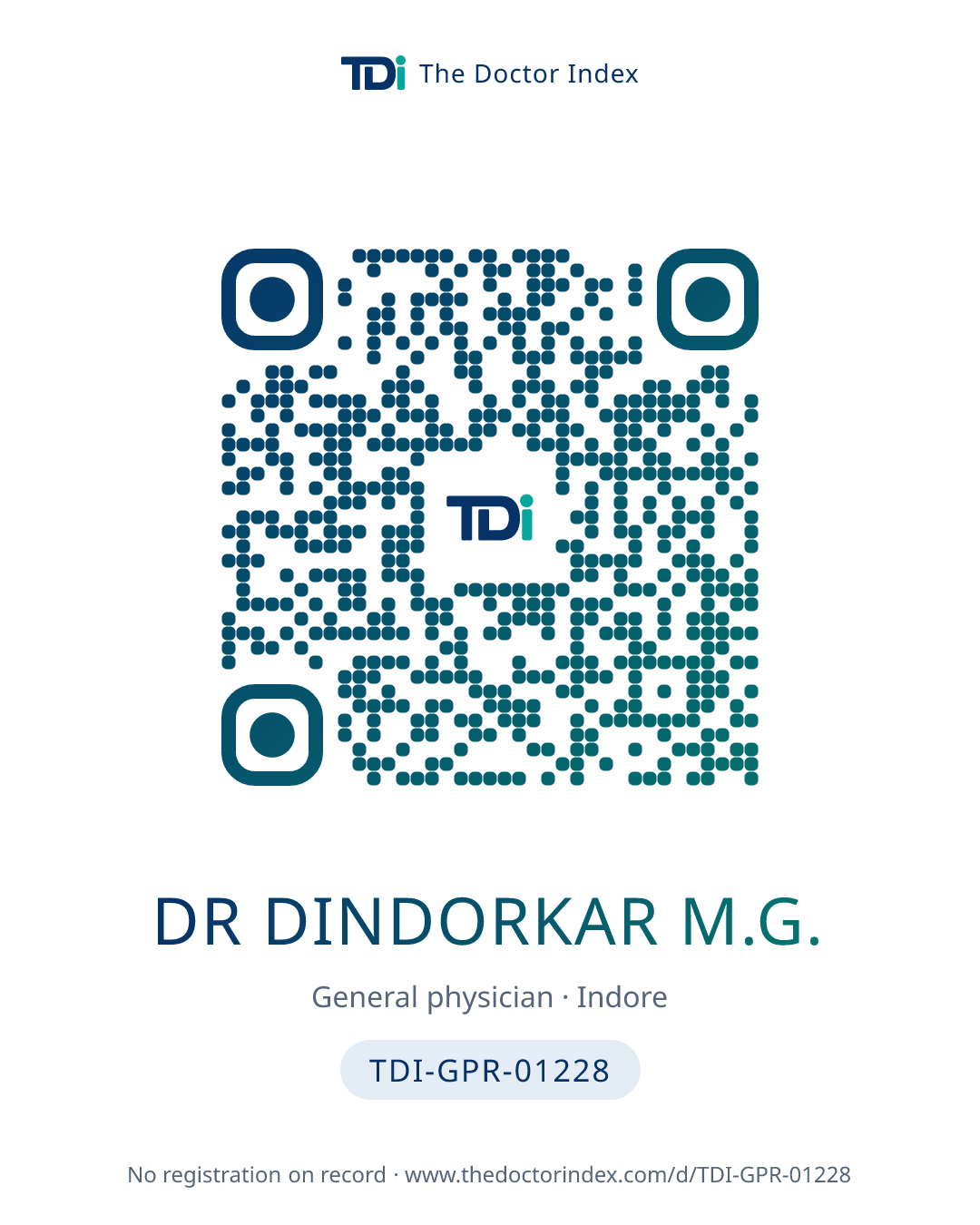 QR card for Dr Dindorkar M.G., TDI-GPR-01228