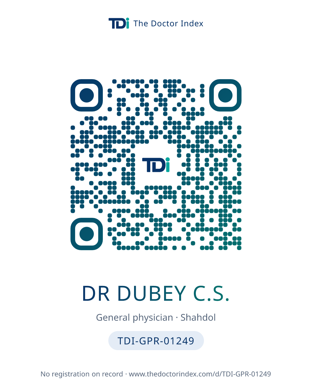 QR card for Dr Dubey C.S., TDI-GPR-01249