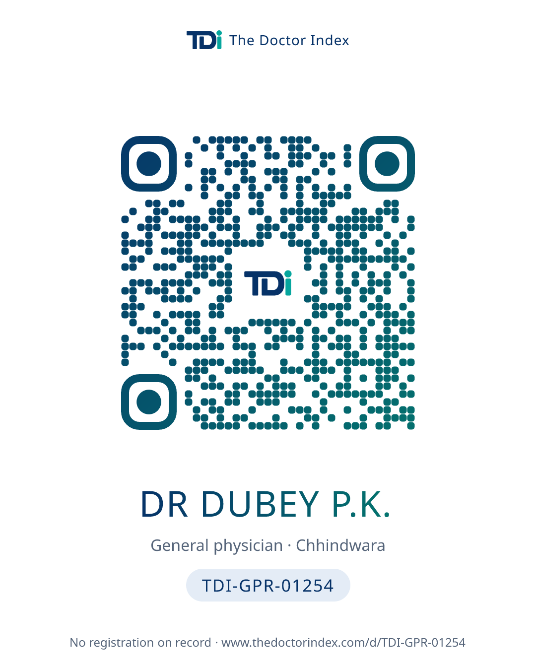 QR card for Dr Dubey P.K., TDI-GPR-01254