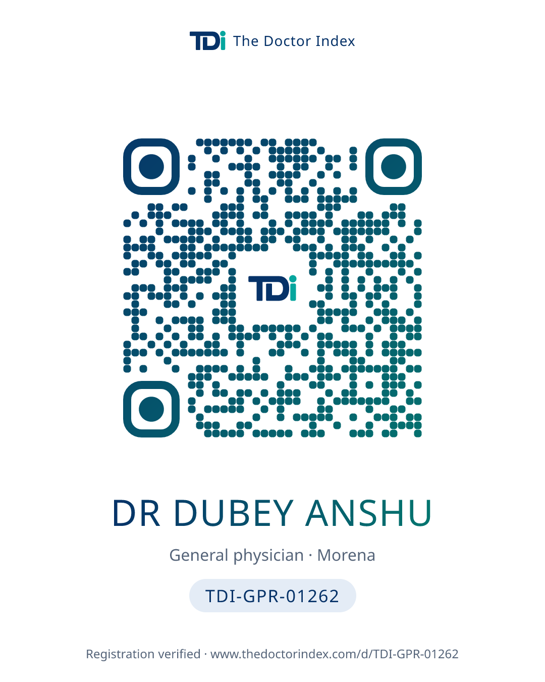 QR card for Dr Dubey Anshu, TDI-GPR-01262