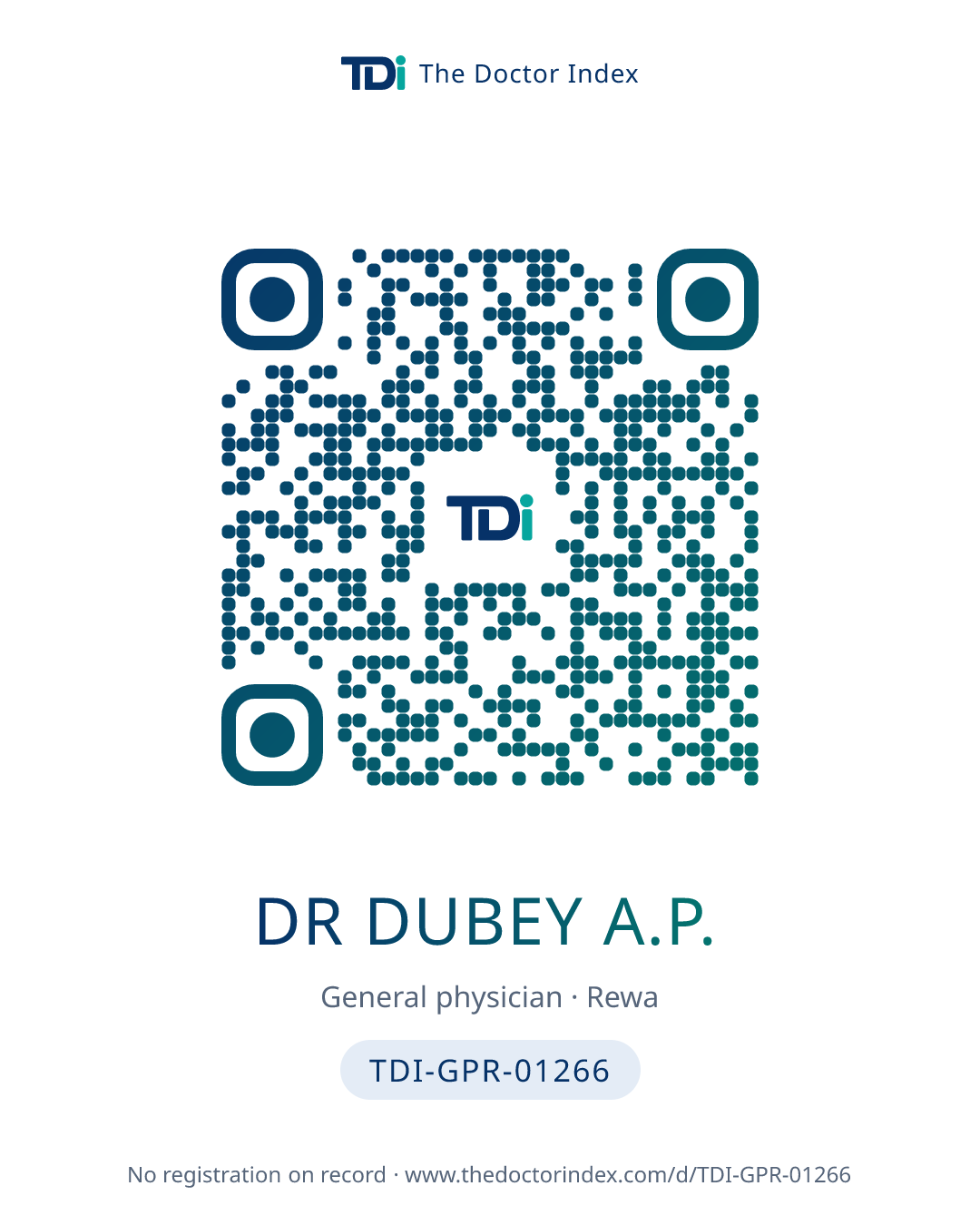 QR card for Dr Dubey A.P., TDI-GPR-01266