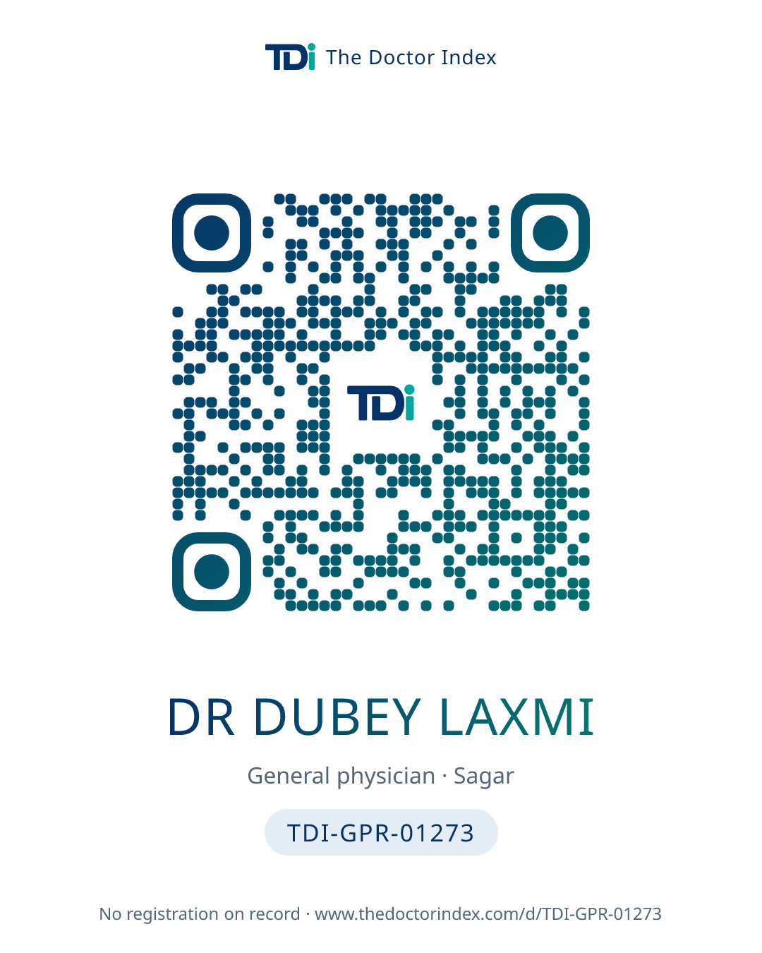 QR card for Dr Dubey Laxmi, TDI-GPR-01273
