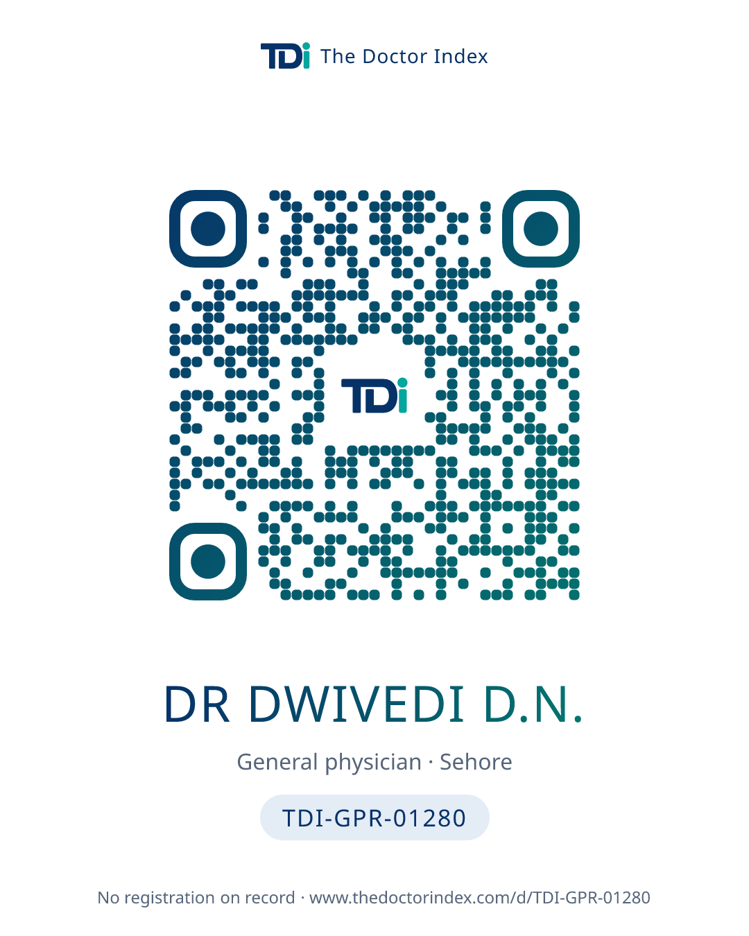 QR card for Dr Dwivedi D.N., TDI-GPR-01280
