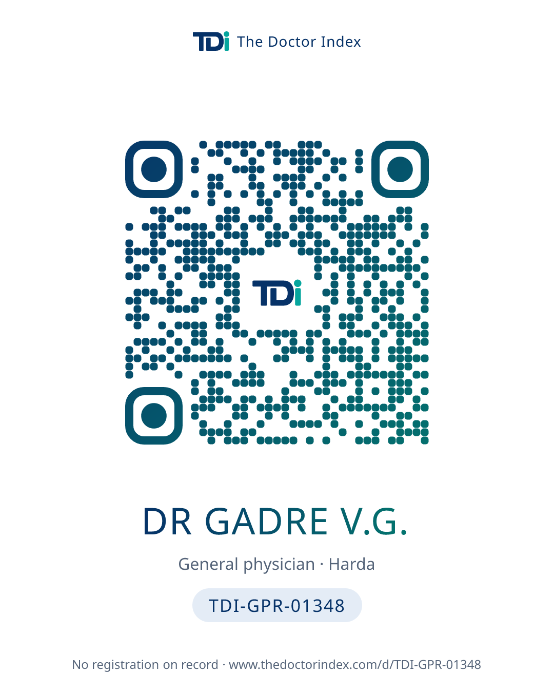 QR card for Dr Gadre V.G., TDI-GPR-01348