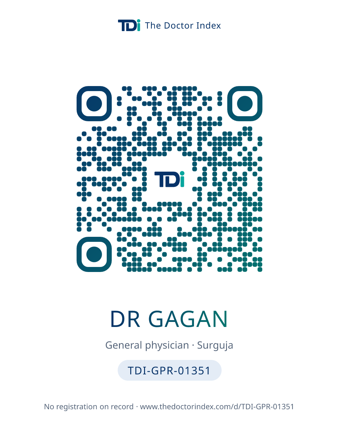 QR card for Dr Gagan, TDI-GPR-01351