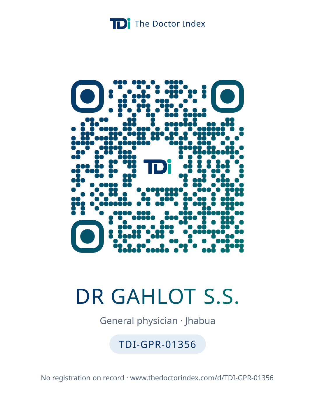 QR card for Dr Gahlot S.S., TDI-GPR-01356