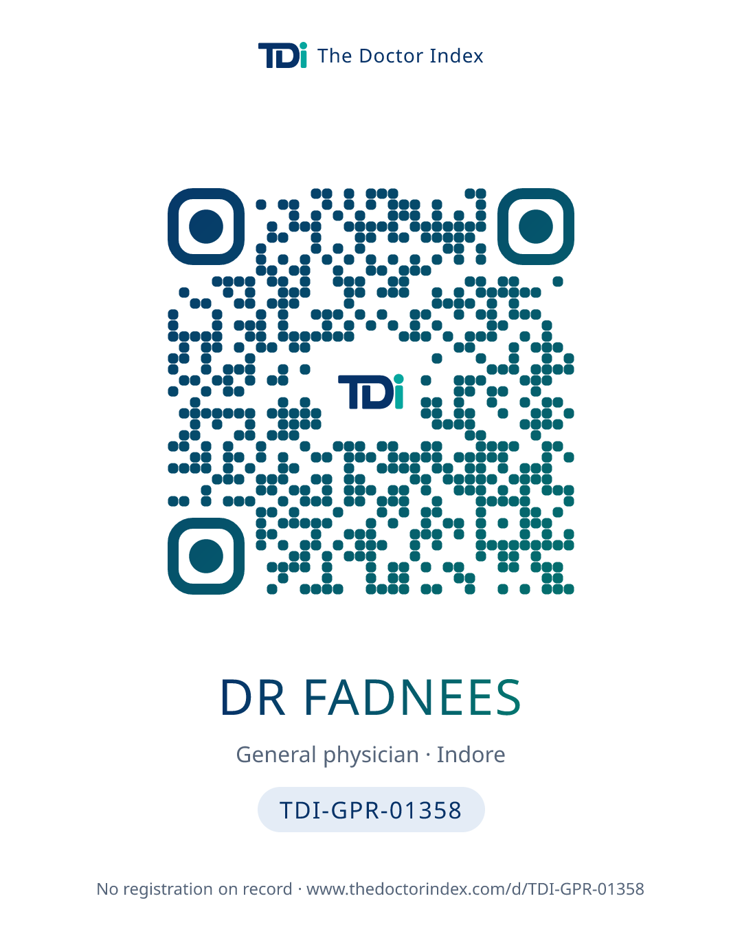 QR card for Dr Fadnees, TDI-GPR-01358