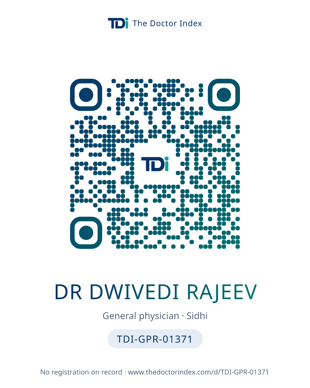 QR card for Dr Dwivedi Rajeev, TDI-GPR-01371