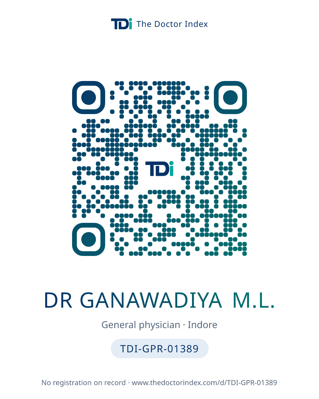 QR card for Dr Ganawadiya M.L., TDI-GPR-01389