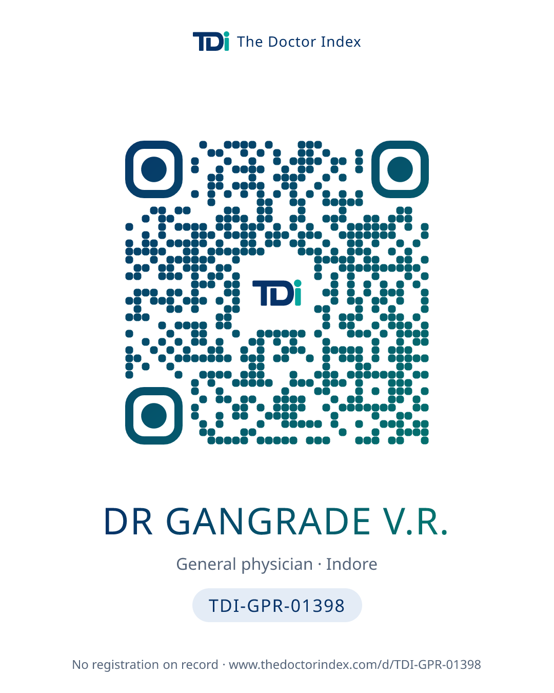 QR card for Dr Gangrade V.R., TDI-GPR-01398