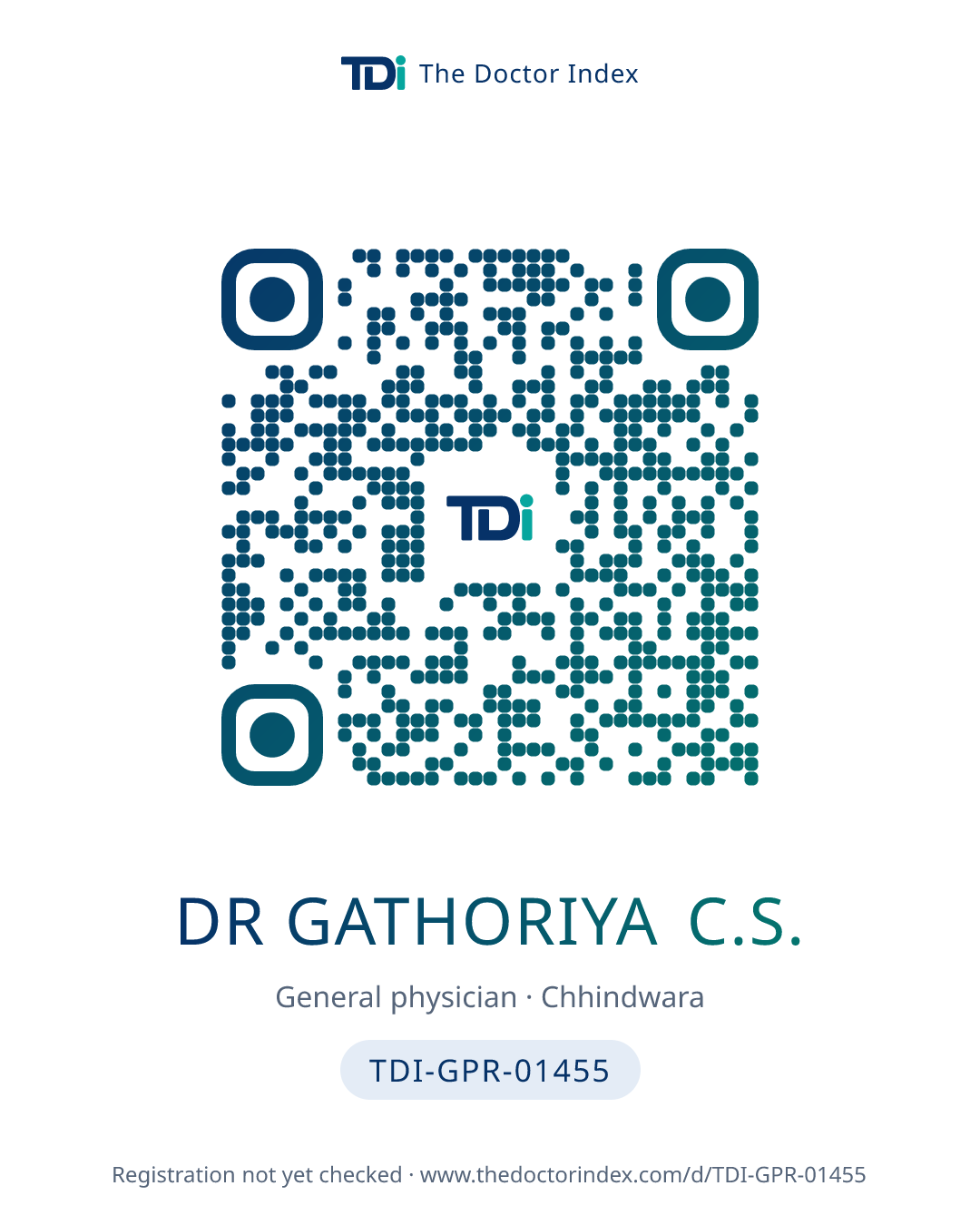 QR card for Dr Gathoriya C.S., TDI-GPR-01455