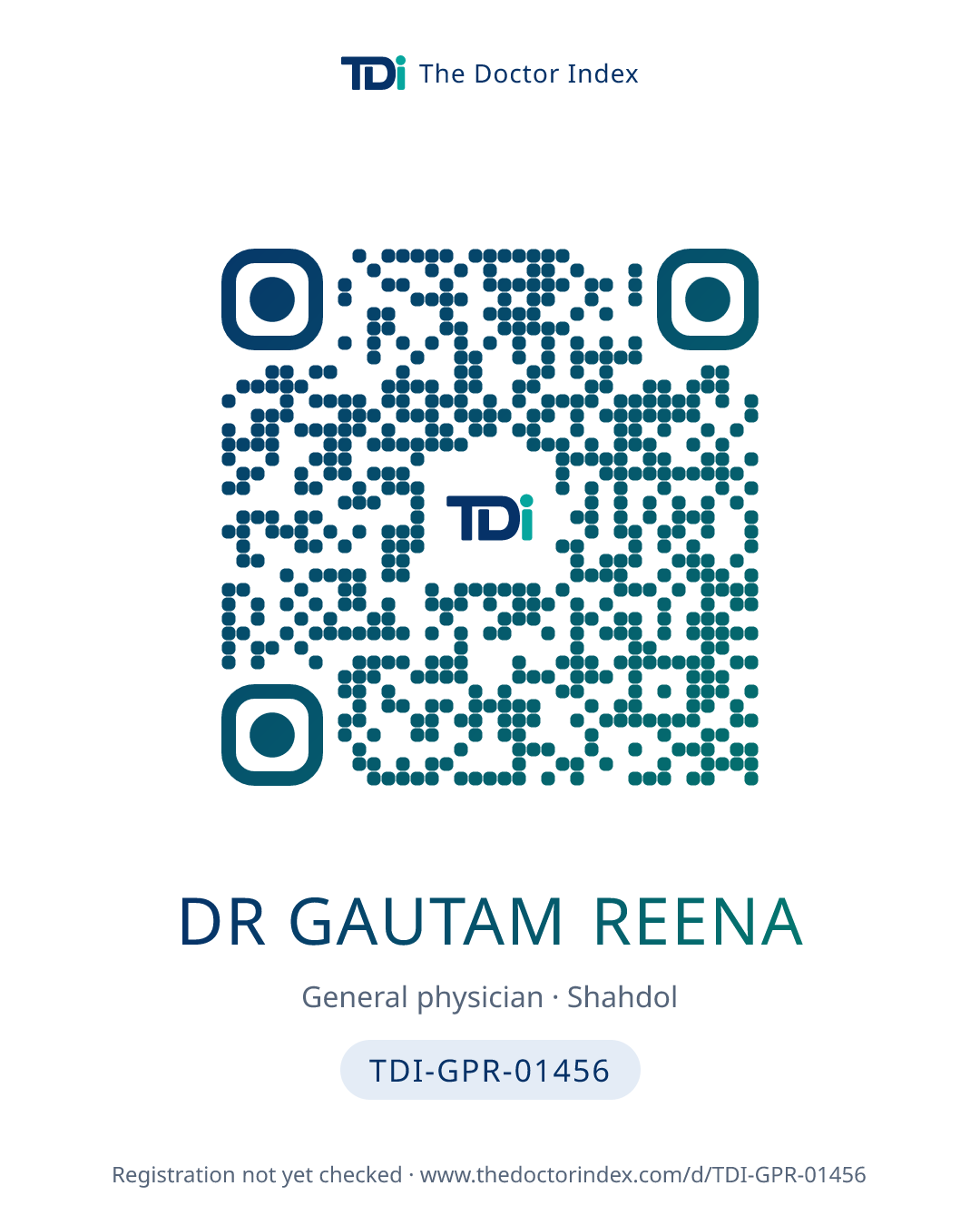 QR card for Dr Gautam Reena, TDI-GPR-01456