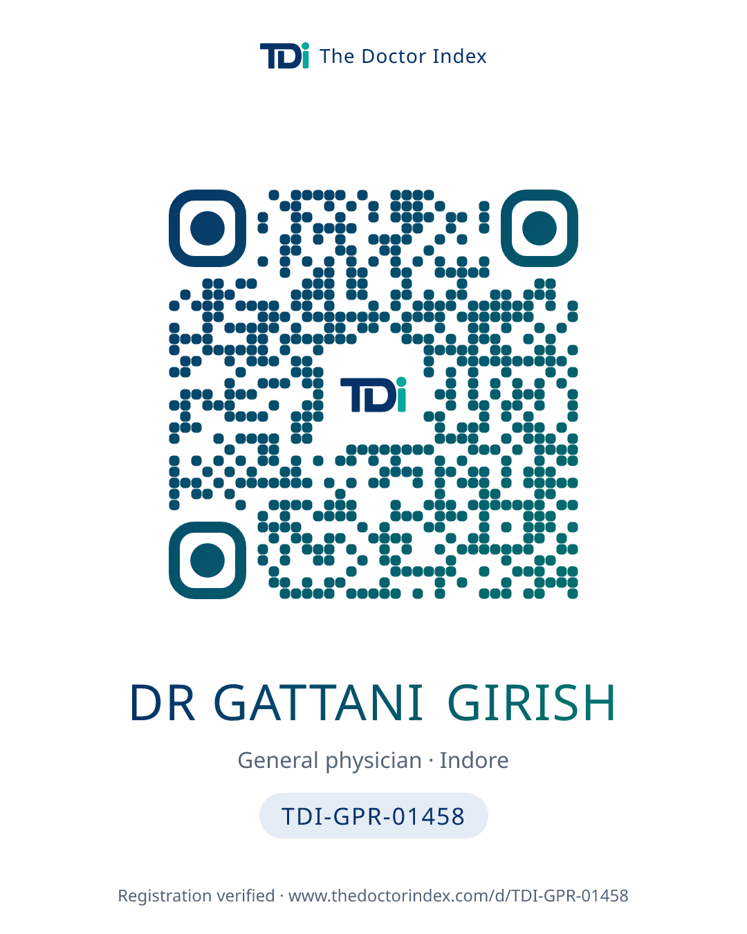 QR card for Dr Gattani Girish, TDI-GPR-01458