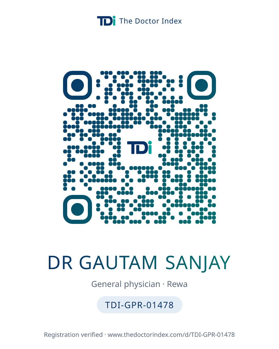 QR card for Dr Gautam Sanjay, TDI-GPR-01478