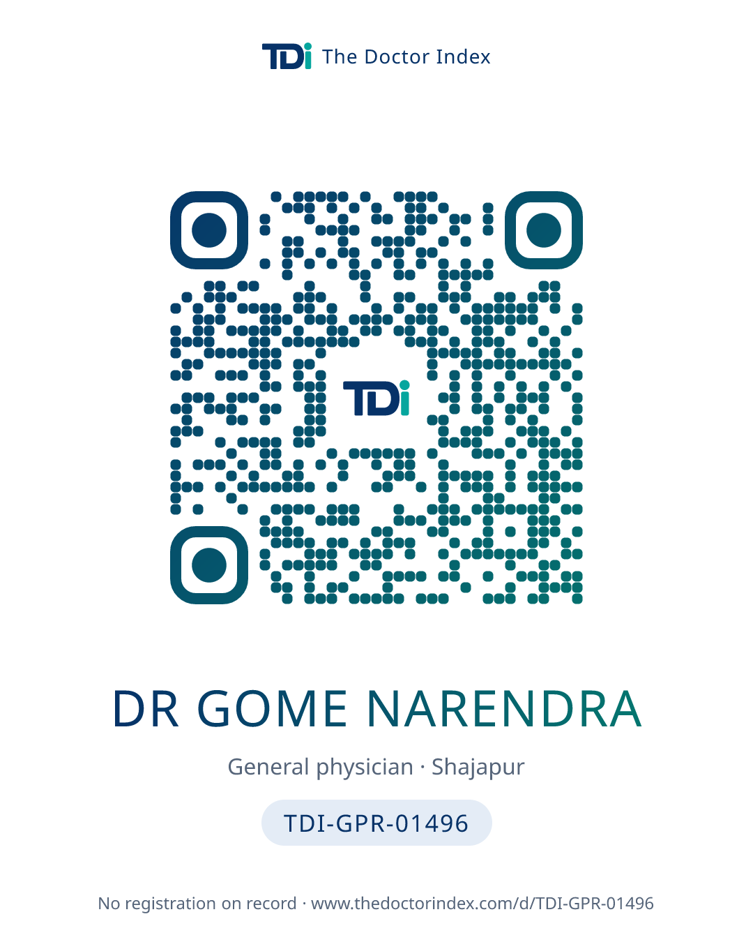 QR card for Dr Gome Narendra, TDI-GPR-01496