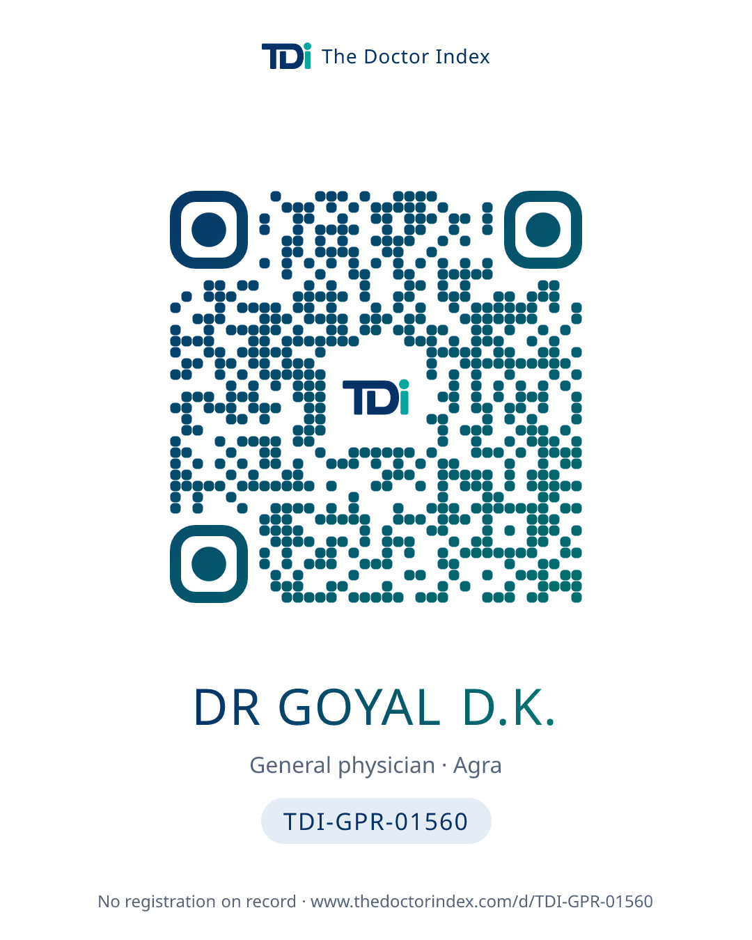 QR card for Dr Goyal D.K., TDI-GPR-01560