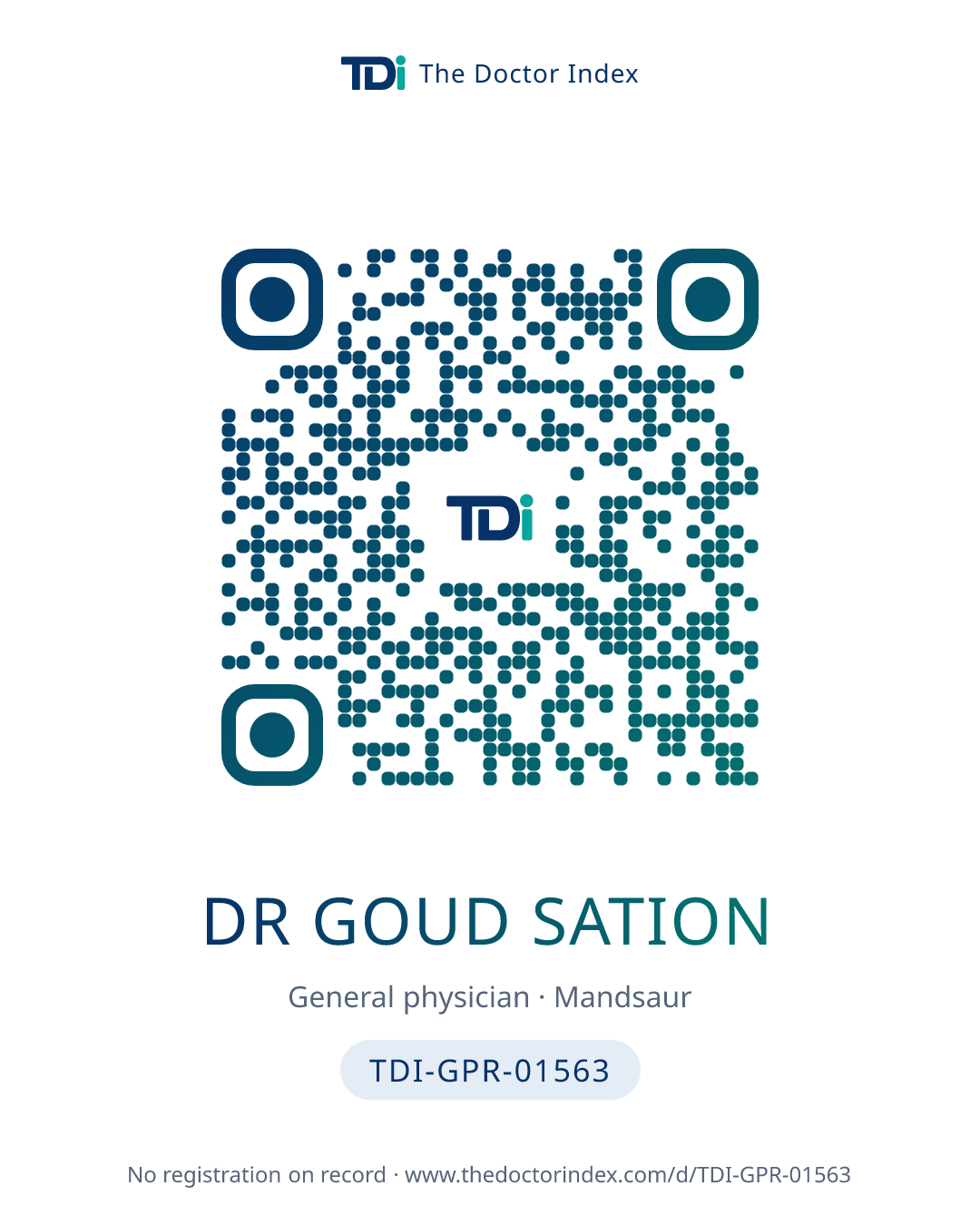 QR card for Dr Goud Sation, TDI-GPR-01563