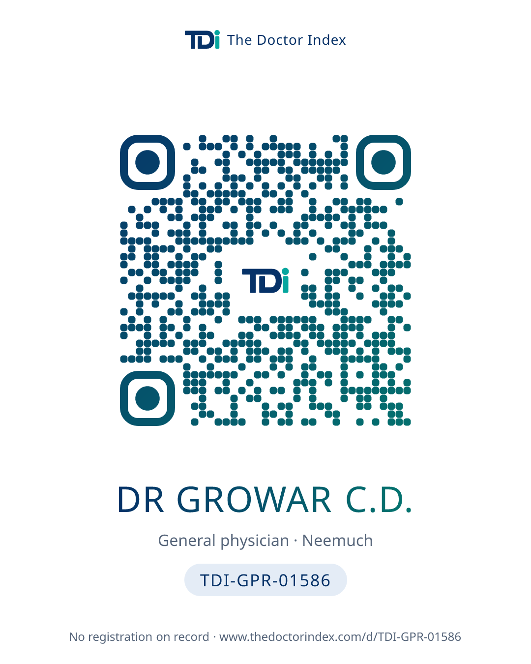 QR card for Dr Growar C.D., TDI-GPR-01586