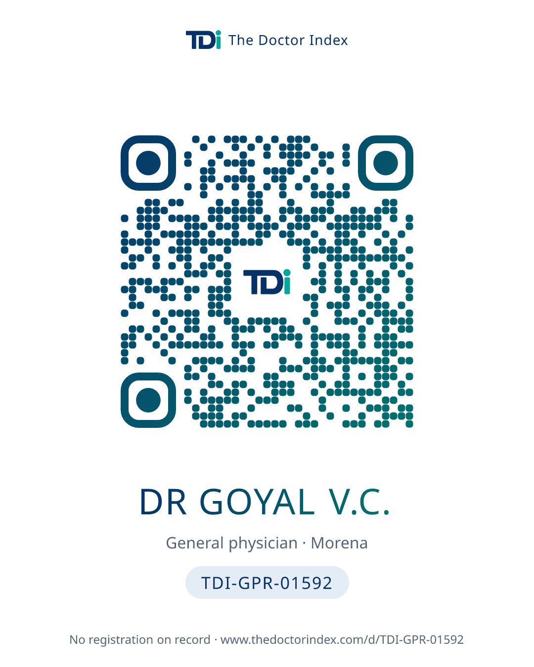 QR card for Dr Goyal V.C., TDI-GPR-01592