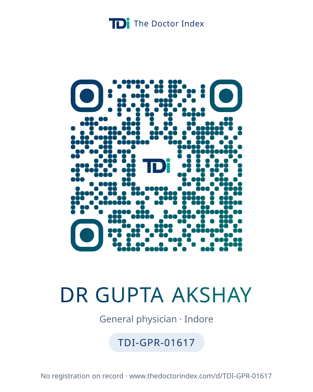 QR card for Dr Gupta Akshay, TDI-GPR-01617