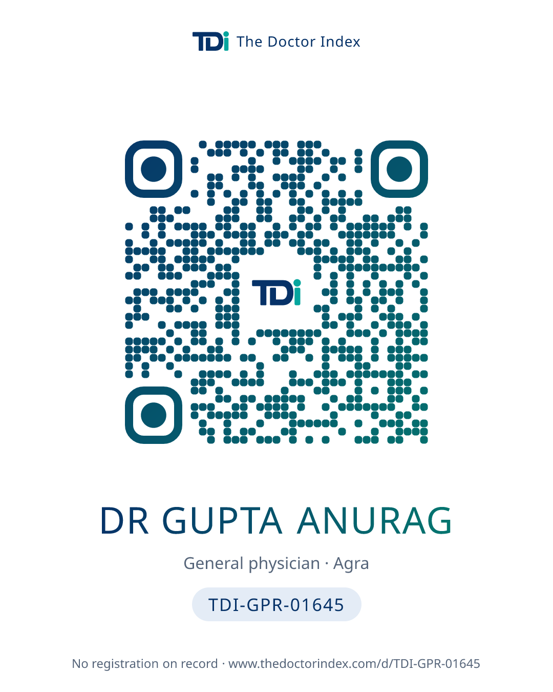 QR card for Dr Gupta Anurag, TDI-GPR-01645