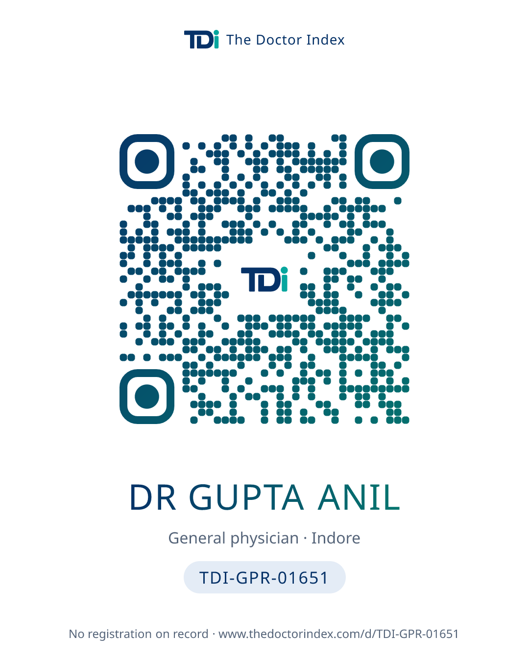 QR card for Dr Gupta Anil, TDI-GPR-01651