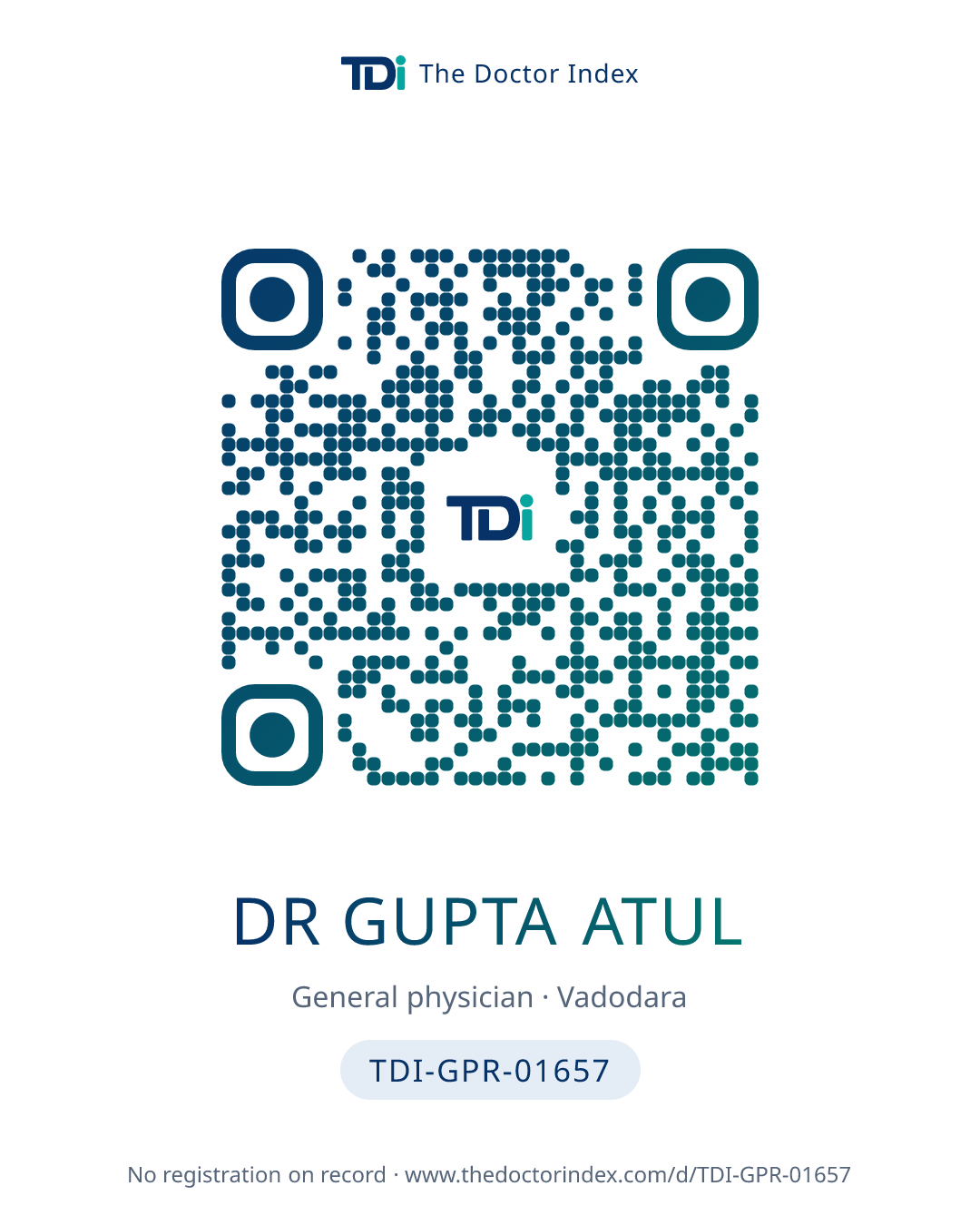QR card for Dr Gupta Atul, TDI-GPR-01657