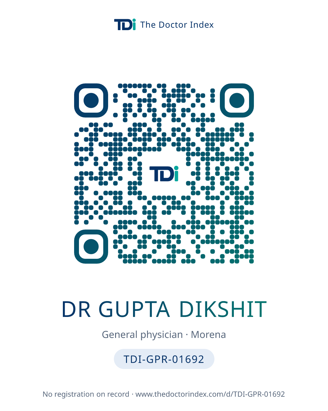 QR card for Dr Gupta Dikshit, TDI-GPR-01692
