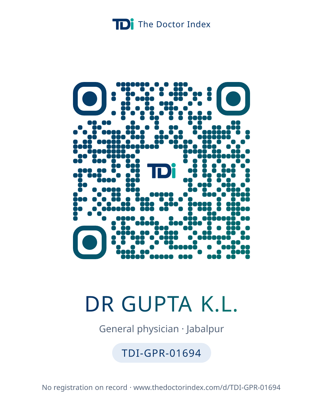 QR card for Dr Gupta K.L., TDI-GPR-01694