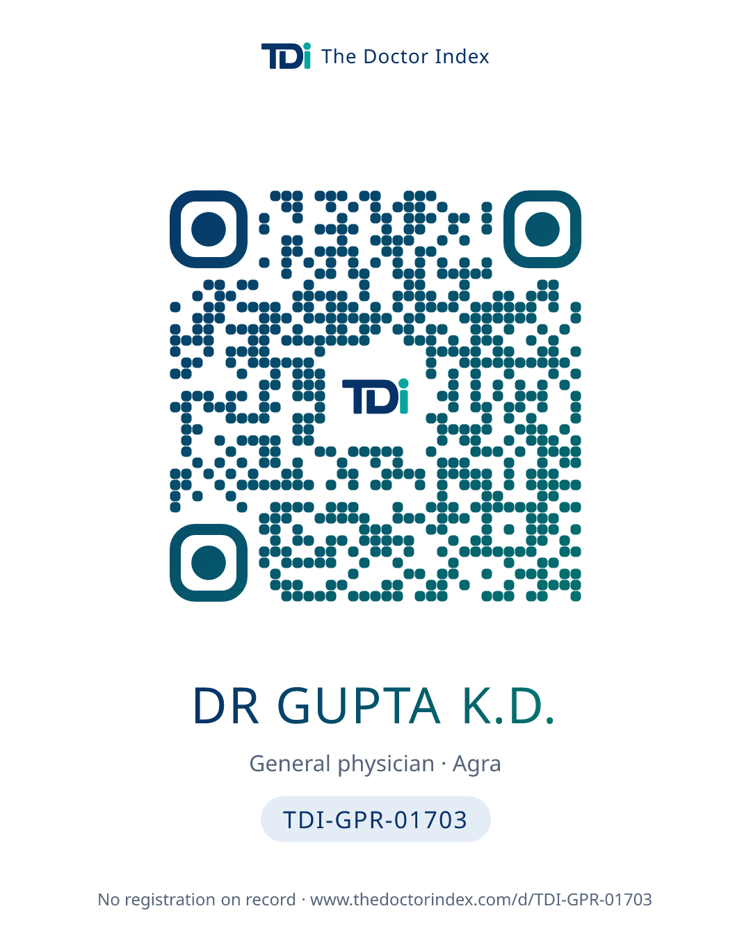 QR card for Dr Gupta K.D., TDI-GPR-01703
