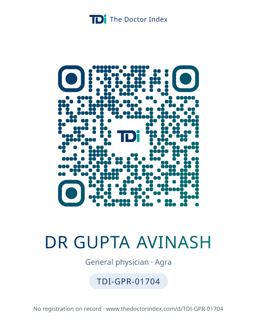 QR card for Dr Gupta Avinash, TDI-GPR-01704